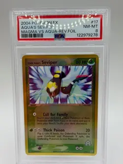 PSA 8 Seviper EX Team Magma vs Team Aqua 17/95 Rare Reverse Holo Pokemon Card - Image 1