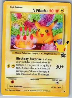 Birthday Pikachu 24 Celebrations: Classic Collection - Pokemon Card - NM - Image 1