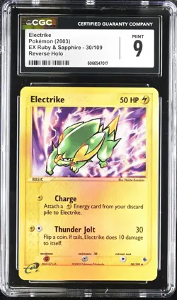 Electrike 30/109 Reverse Holo EX Ruby & Sapphire CGC 9 Graded Pokemon Card - Image 1