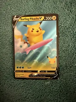Surfing Pikachu V 008/025 Celebrations Holo Pokemon Card TCG Ultra Rare - Image 1