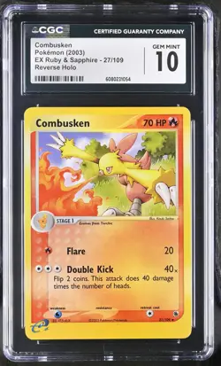 CGC 10 GEM MINT Combusken EX Ruby & Sapphire 27/109 Reverse Holo Pokemon Card - Image 1