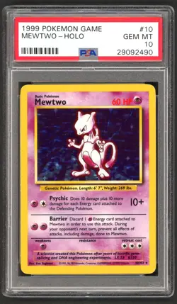 Pokemon Card - PSA 10 Mewtwo 10/102 - Base Set - GEM MT - PSA10 - Image 1