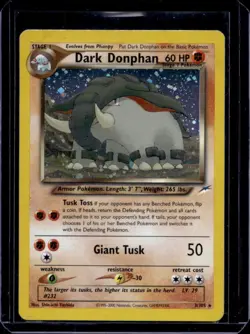 2002 Pokemon Neo Destiny Dark Donphan Holo #3/105 - Image 1