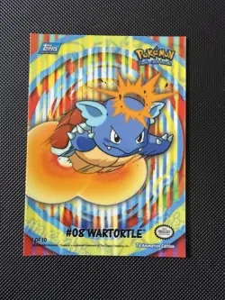Topps Pokemon #08 Wartortle 1 of 10 TV Animation Series 2 Blue Logo - Near Mint - Image 1
