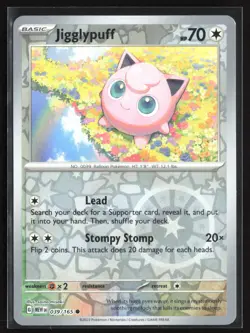 Pokemon TCG - Jigglypuff Reverse Holo Common SV: Scarlet & Violet 151 039/165 NM - Image 1