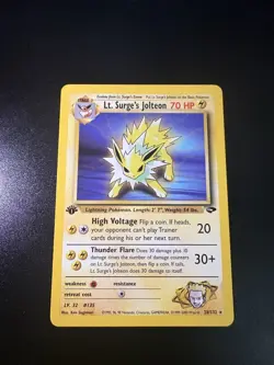 Lt. Surge’s Jolteon 28/132 Gym Heroes 1st Edition Rare 2000 WOTC Pokemon - Image 1