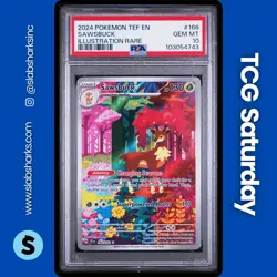 2024 POKEMON TEMPORAL FORCES #166/162 SAWSBUCK ILLUSTRATION RARE PSA 10 - Image 1