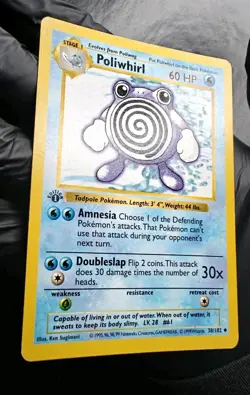 Poliwhirl – 1st Edition Shadowless – LP – Vintage WotC Pokemon TCG 38/102 - Image 2