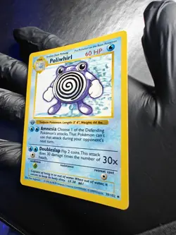 Poliwhirl – 1st Edition Shadowless – LP – Vintage WotC Pokemon TCG 38/102 - Image 3
