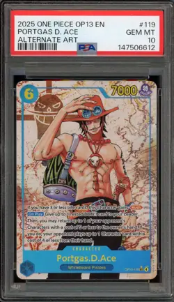 One Piece CCG Portgas.D.Ace Alternate Art OP13-119 PSA 10 Gem Mint - Image 1