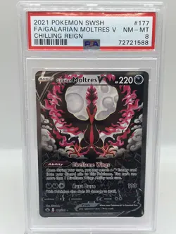 Moltres V177/198 SWSH Chilling Reign Holo Alt Art Pokemon TCG Card PSA 8 - Image 1