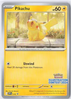 Pikachu 214 Promo Card Limited Edition Printed Pokemon Illustration Contest - Image 1