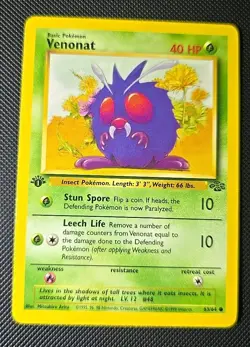Pokemon TCG Venonat Jungle Card 63/64 Regular Common 1st Edition - Image 1