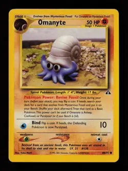 Omanyte 60/75 Yuka Morii Common Neo Discovery Pokemon Card - Image 1