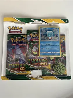 Pokemon TCG Sword & Shield Evolving Skies 3 Pack Blister + Eiscue Promo Card - Image 1