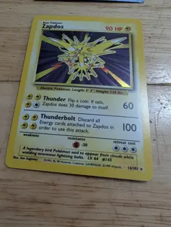 VTG 1999 Pokemon Zapdos Base Set Holo 16/102 WOTC Rare Card - Image 1
