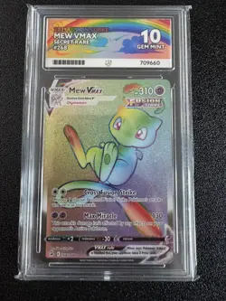 ACE 10 Mew VMAX 268/264 Rainbow Secret Fusion Strike Pokemon Card Matching Label - Image 1