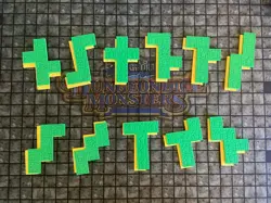 Yugioh! Dungeon Dice Monsters Tiles (2 Sets Of 11) Double Sided W/ Star (G/Y) - Image 1