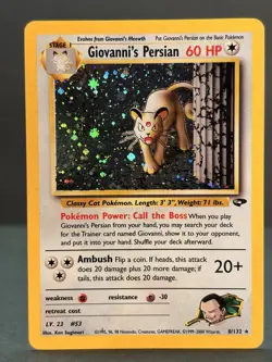 Giovanni’s Persian 8/132 Holo Rare Gym Challenge Pokemon Card Unlimited LP - Image 1