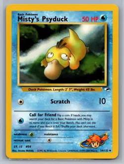 Misty's Psyduck Gym Heroes #054/132 Uncommon,First Edition Pokemon Card - Image 1