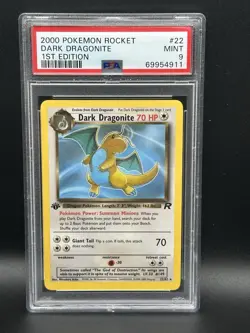 Pokemon Dark Dragonite TCG 1st Edition Non-Holo Card 22/82 - PSA 9 MINT - Image 1