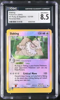CGC 8.5 Slaking 2003 EX Ruby & Sapphire 12/109 Reverse Holo Pokemon Card - Image 1