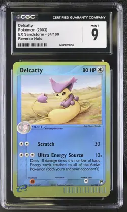 CGC 9 MINT Delcatty 2003 EX Sandstorm 34/100 Reverse Holo Pokemon Card - Image 1