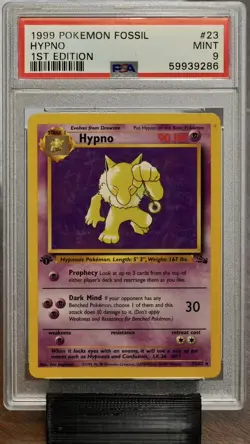 1999 Pokemon Fossil 1st Edition #23 Hypno Non-Holo Card PSA 10 - Image 1