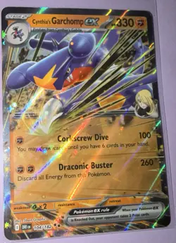 Pokemon TCG Cynthia's Garchomp EX Holo Card 104/182 Sv10: Destined Rivals NM - Image 1