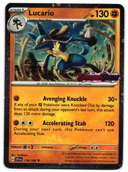 Lucario 114/198 Cosmos Holo Stamped Variant Promo Scarlet Violet Pokemon Card - Image 1
