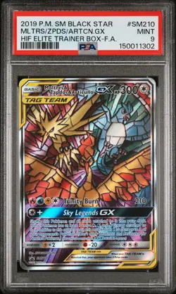2019 POKEMON SM BLACK STAR PROMO FULL ART/MOLTRES & ZAPDOS & ARTICUNO GX PSA 9 - Image 1