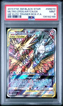 2019 POKEMON SM BLACK STAR PROMO FULL ART/MOLTRES & ZAPDOS & ARTICUNO GX PSA 9 - Image 1