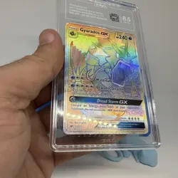 TAG 8.5 Gyarados GX Crimson Invasion Secret Rare Rainbow Pokemon 2017 - Image 1