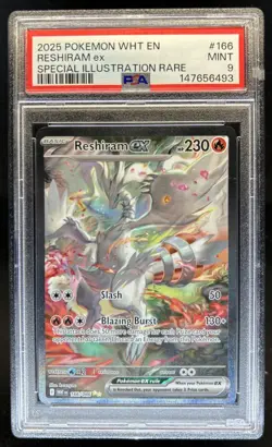 2025 Pokemon White Flare Reshiram ex Special Illustration Rare #166/086 PSA 9 - Image 1