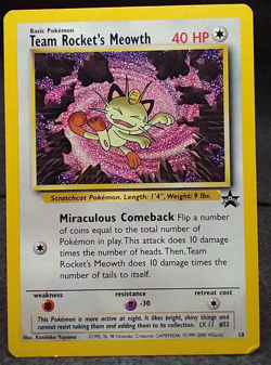 Team Rocket's Meowth MP - Black Star Promo 18 - Pokemon 2000 WOTC #MC11 - Image 1