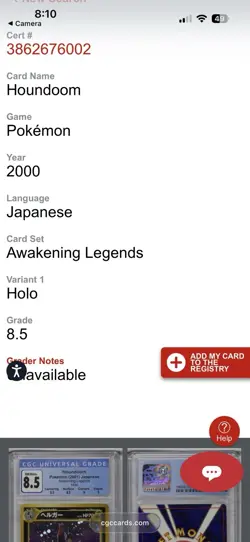 Pokemon 2001 Japanese Awakening Legends Holo Houndoom #229 NM/Mint+ CGC 8.5 - Image 5