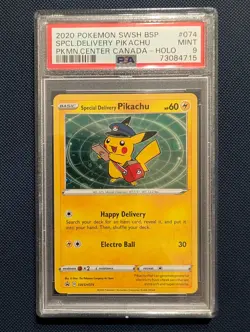 Special Delivery Pikachu 2020 Pokemon SWSH Black Star Promo #074 Holo PSA 9 - Image 1