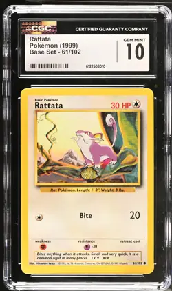 Rattata 61/102 Base Set Pokemon CGC 10 Gem Mint - Image 1