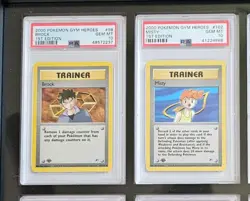 Brock & Misty 1st Edition PSA 10 Pokemon TCG Gym Heroes NF Set - Image 1