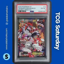 2015 POKEMON XY DOUBLE CRISIS #15/34 TEAM MAGMA'S GROUDON EX FULL ART PSA 6 - Image 1