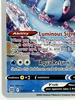 Lumineon V 040/172 World Championships 2023 Deck Promo Card Pokemon TCG NM - Image 5