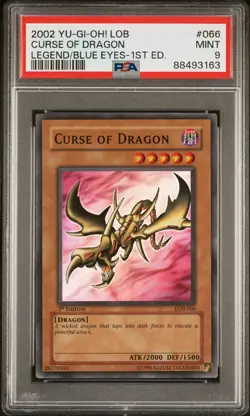 Curse of Dragon Yugioh 2002 LOB-066 Super Rare (Glossy) 1st Edition PSA 9 - Image 1