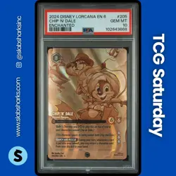 2024 DISNEY LORCANA EN 6 AZURITE SEA #205/204 CHIP 'N' DALE ENCHANTED PSA 10 - Image 1