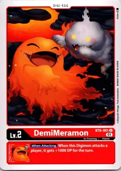 DemiMeramon BT6-001 Red Uncommon In-Training (Lv2) Digimon CCG Card - Image 1