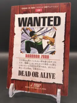 Roronoa Zoro #36 One Piece Carddass Masters Card 2000 Bandai Japanese TCG CCG B2 - Image 2