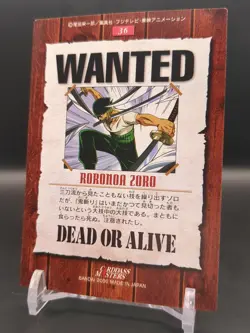 Roronoa Zoro #36 One Piece Carddass Masters Card 2000 Bandai Japanese TCG CCG B1 - Image 2