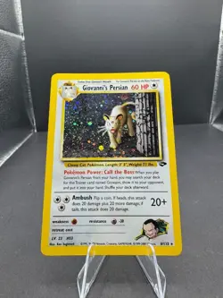 Giovanni's Persian 8/132 Holo Rare Gym Challenge Pokemon LP - Image 1