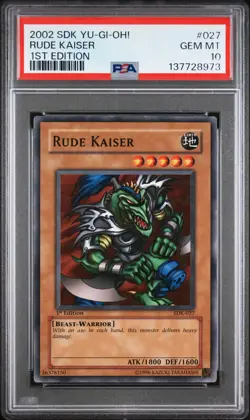 Yu-Gi-Oh! Rude Kaiser SDK-027 1st Edition Starter Deck 2002 PSA 10 GEM - Image 1