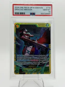 2026 One Piece OP14-EB04 Dracula Mihawk #119 PSA 10 - Image 1