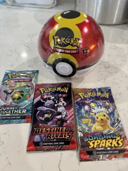 3 Pokemon Card Packs In Pokeball Destined Rivals Surging Sparks Journey Together - Image 1